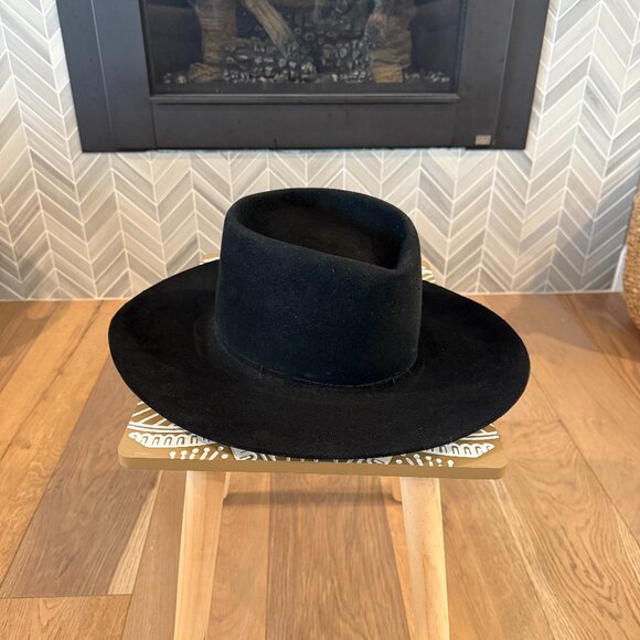 Vintage Resistol 4X Beaver Cowboy Hat – Black – Boot Town Western – Size 7 1/4 - Picture 1 of 12